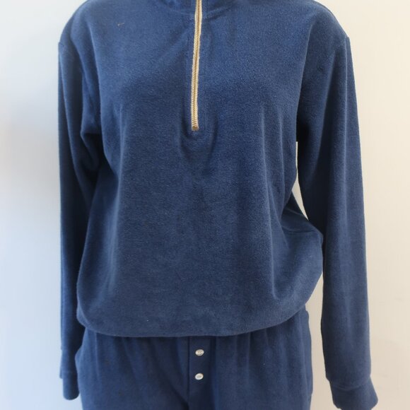 Womens DONNI Blue Terrycloth Pullover Top S/Pants XS Set - Picture 3 of 8